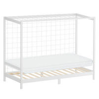 KINDERBETT Fußballtor mit Matratze 90x200 cm Weiß - Weiß, Holz (90/200cm) - ML-DESIGN