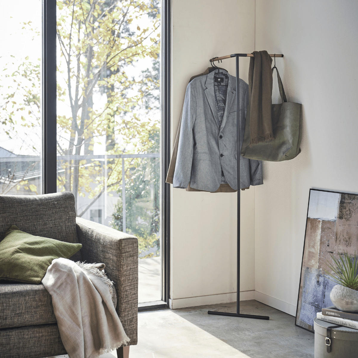 KLEIDERSTÄNDER - tower 48,5/31,5/160 cm - Schwarz, Metall (31.5/160/48.5cm) - Yamazaki