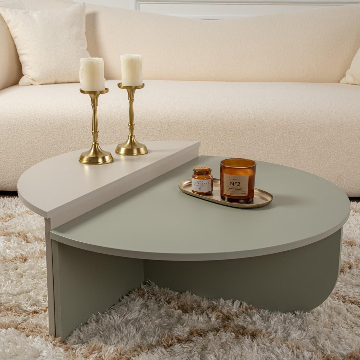 COUCHTISCH (2er-Set) orion 90/90/35 cm - Grün, Holzwerkstoff (90/90/35cm) - Calicosy