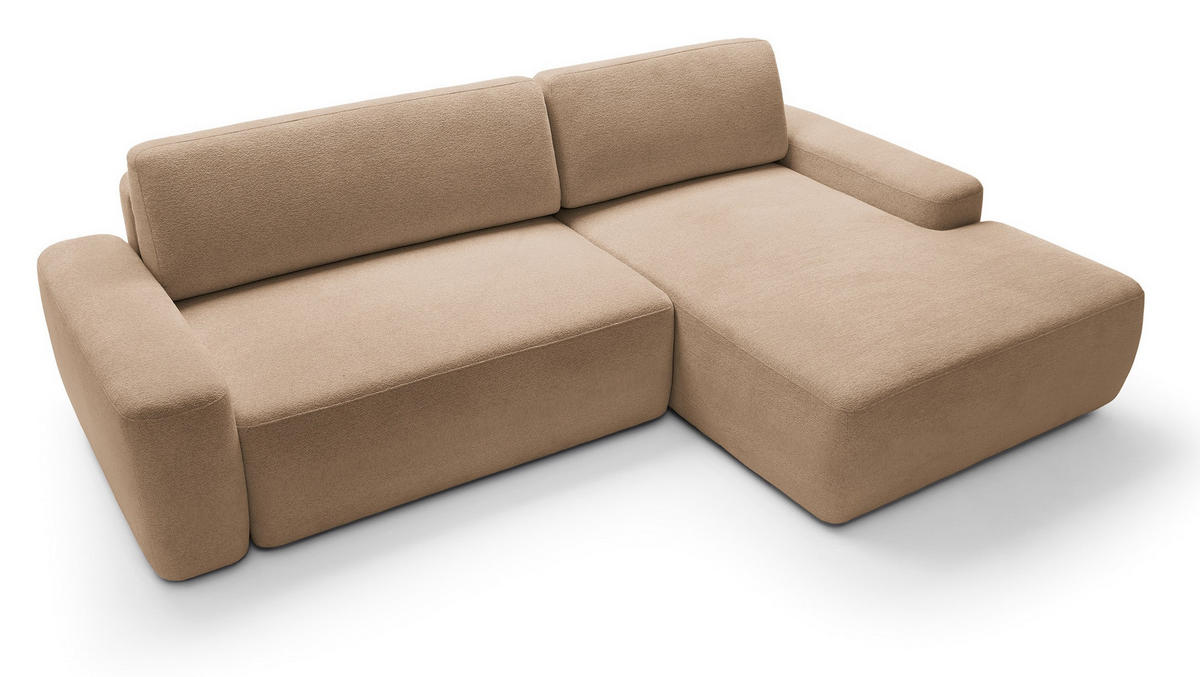 ECKCOUCH mit Schlaffunktion Orea M, 265 cm, Bettkasten, Rechts, Braun - Braun, Holz (162/264cm) - Emporius