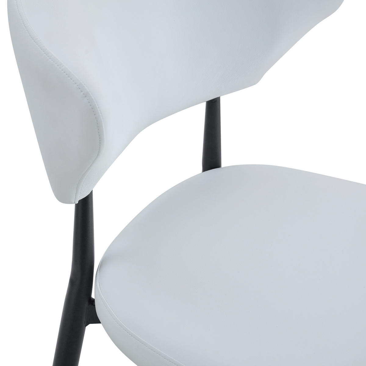 ESSZIMMERSTUHL ergonomisch 2er-Set Weiß mit schwarzen Metallbeinen - Weiß, Metall (45/80/50cm) - Meubliv