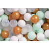 BÄLLE für Bällebad, Spielbälle, Plastikbälle für Kinder Set 50 pcs.: Gold/Transparent/Mint/Weiß - Mintgrün, Textil (7/7/7cm) - MeowBaby