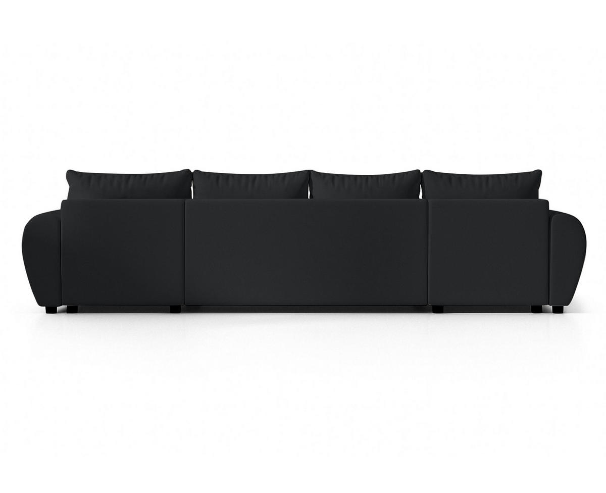 WOHNLANDSCHAFT Malatya U Form Schwarz 311/145/82 cm mit Schlaffunktion - Schwarz, Kunststoff/Textil (311/82/145cm) - AX Living