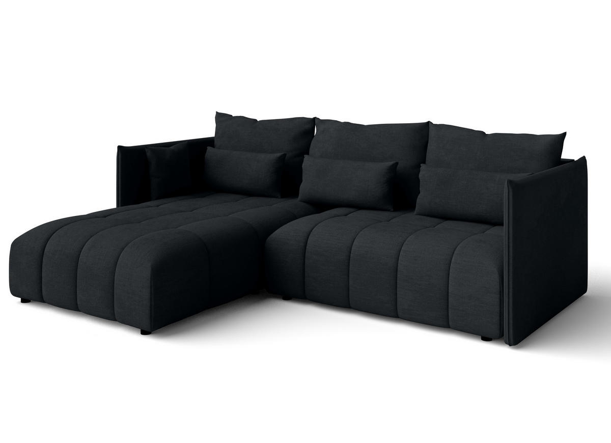 ECKSOFA L Form Gaziante Anthrazit 245/182/83 cm – mit Bettkasten - Schwarz, Kunststoff/Textil (245/182cm) - AX Living