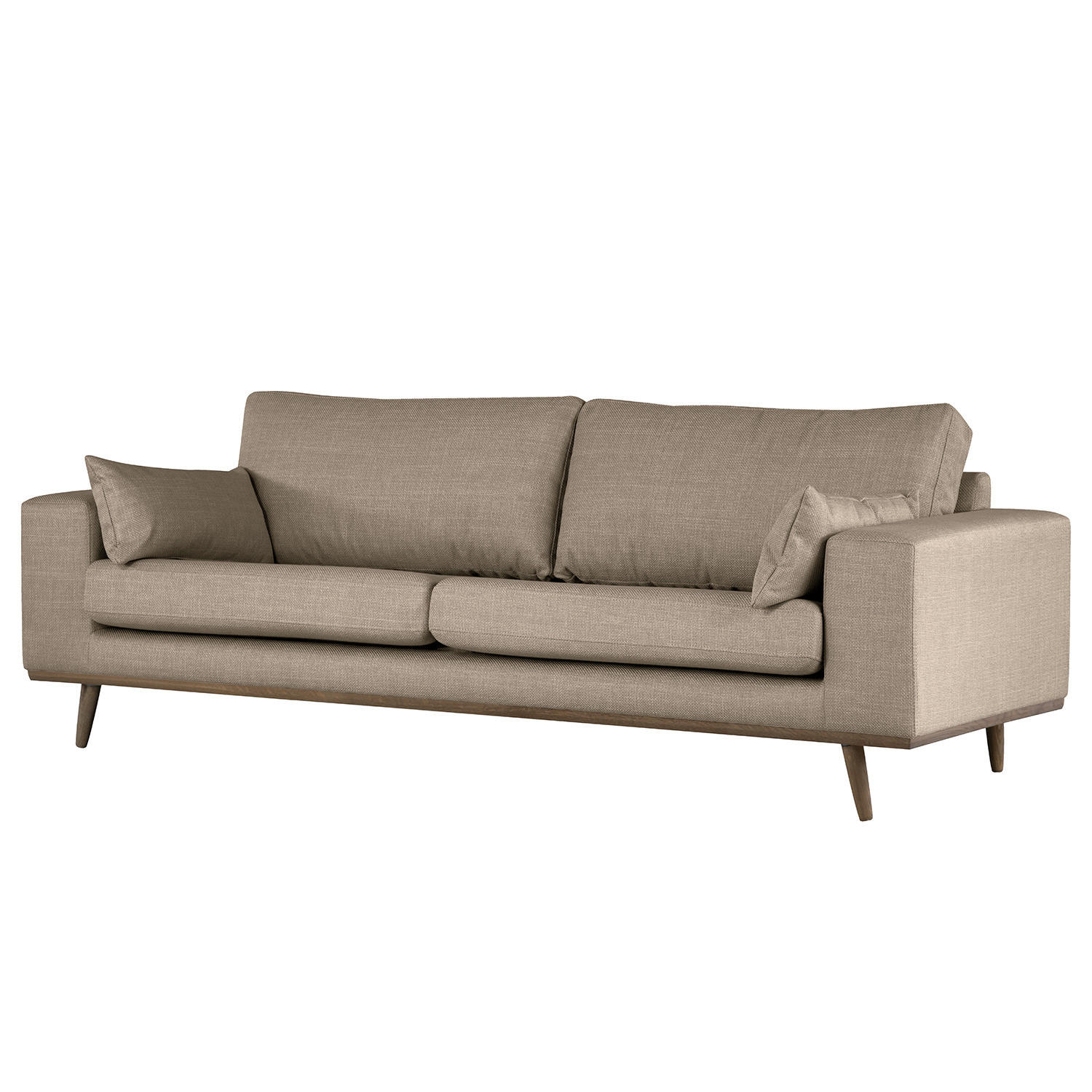 2-SITZER SOFA - Taupe/Eichefarben, Eichenholz/Textil (197/81/88cm) - home24