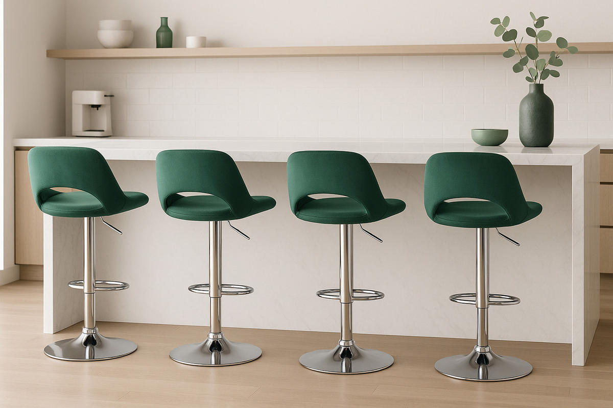 BARHOCKER Campus Samt chrom grün - Chromfarben/Grün, Textil/Metall (42/107/46cm) - TPFLiving