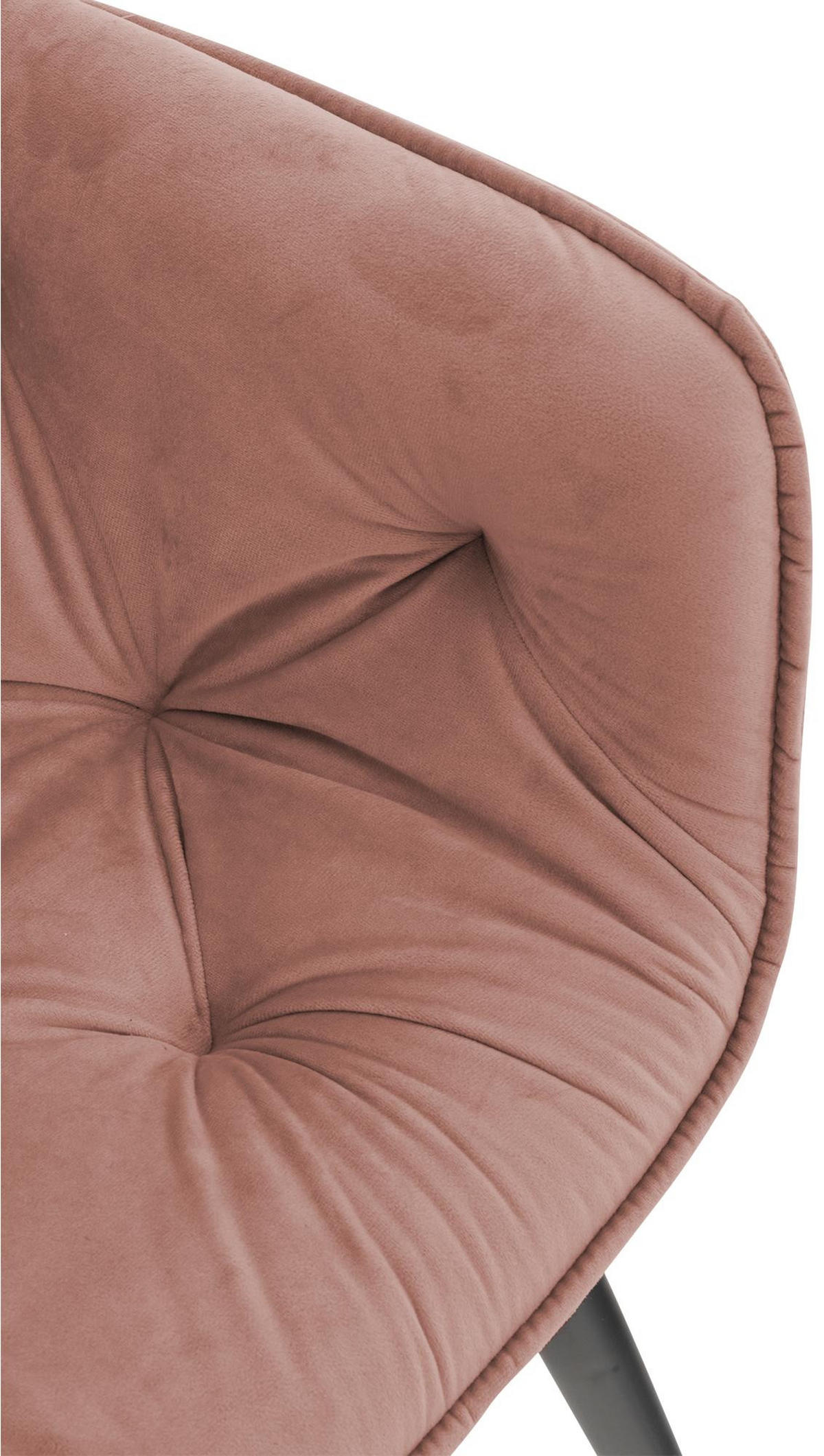 ARMLEHNENSTUHL 4er Set Samt Rosa - Schwarz/Rosa, Textil/Metall (58/83/62cm) - CLP