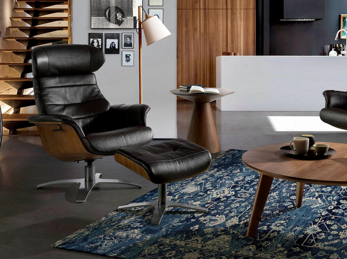 DREHSESSEL aus schokoladenbraunem Leder - Kastanienfarben/Dunkelbraun, Leder/Metall (80/100/84cm) - ANGEL CERDA