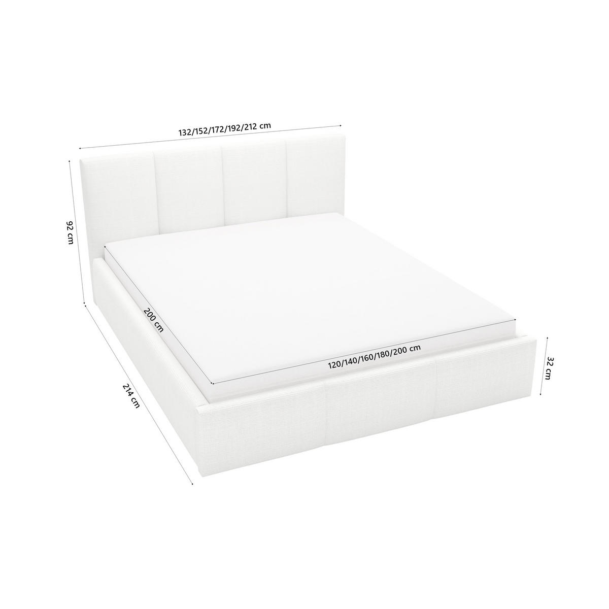POLSTERBETT Celano Slim 120x200 cm, Weiß - Weiß, Textil (120/200cm) - Fedve