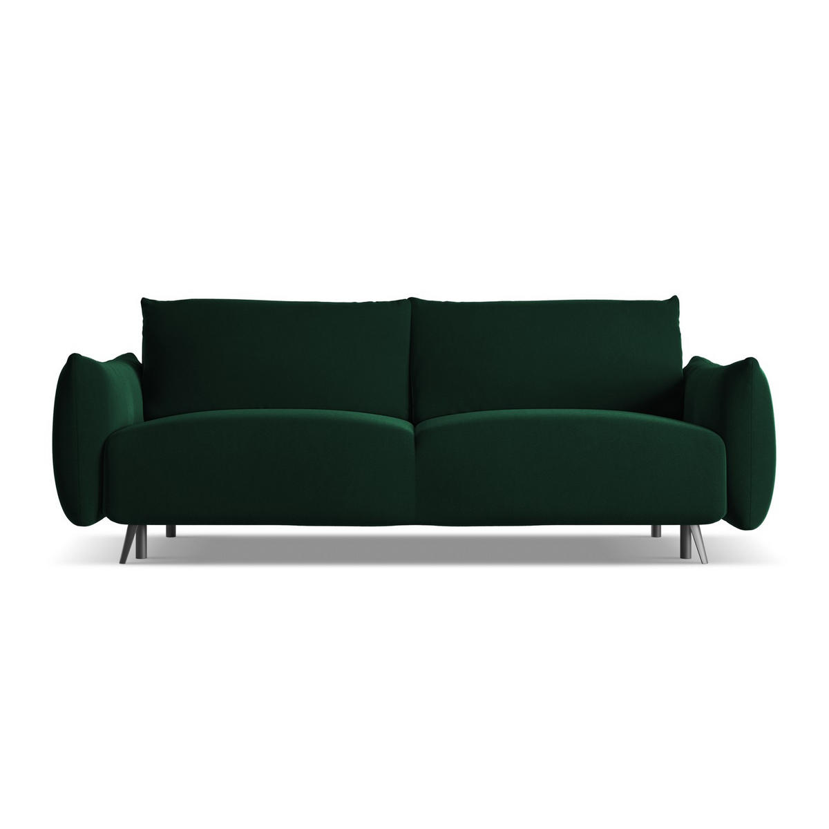 3-SITZER SOFA mit Schlaffunktion Samt Stoff Grün - Dunkelgrün/Schwarz, Textil/Metall (230/86/105cm) - LaMiaSofa
