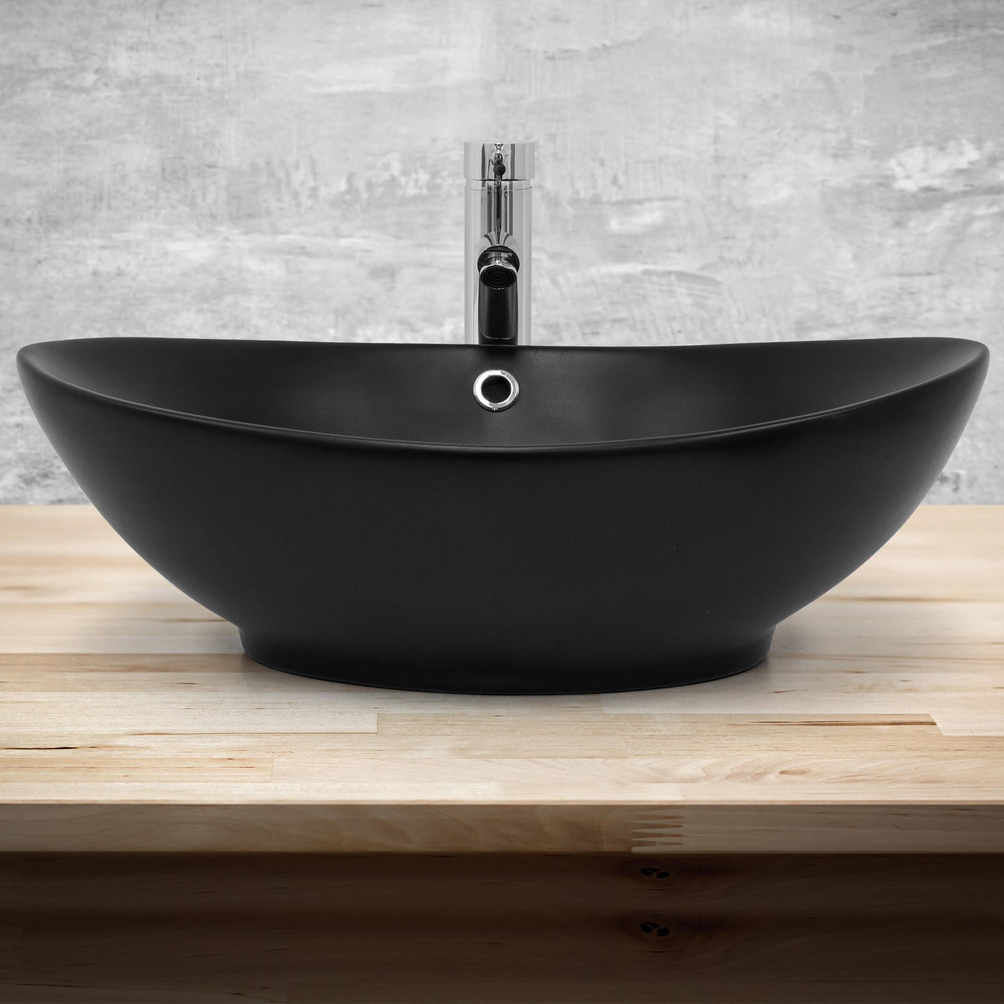 WASCHBECKEN - Schwarz, Keramik (38/19/59cm) - ML-DESIGN