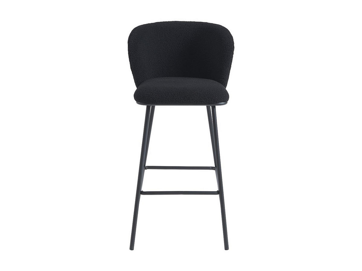 BARHOCKER 2er-Set - Bouclé-Stoff & Metall - Schwarz - SENORASE - Schwarz, Textil (50/97/54cm) - Vente-Unique