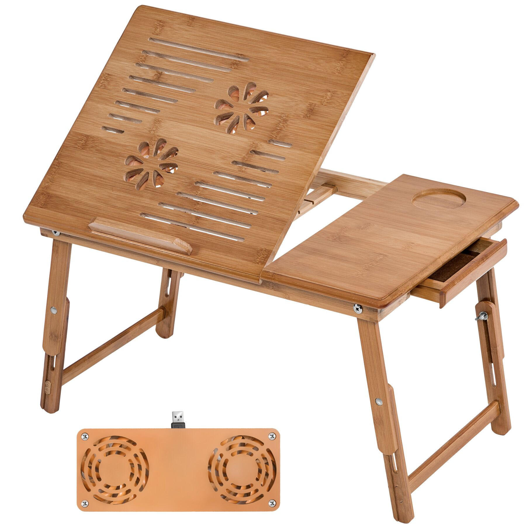 LAPTOPTISCH Kerstin,55 x 35 x 26 cm,braun - Braun, Holz (55/35/26cm) - tectake