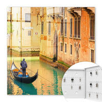 SCHLÜSSELBOX Weiß 30x30 cm – Türöffnung nach rechts - Kanäle von Venedig - Orange, Metall (30/30/5cm) - TULUP