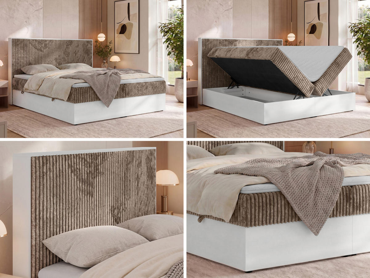 BOXSPRINGOVÁ POSTEĽ TRAVIT 140/200 - Hnědá Manšestr - Topper Visco - H4 (tvrdý) - hnedá/čierna, textil/plast (140/200cm) - MKS