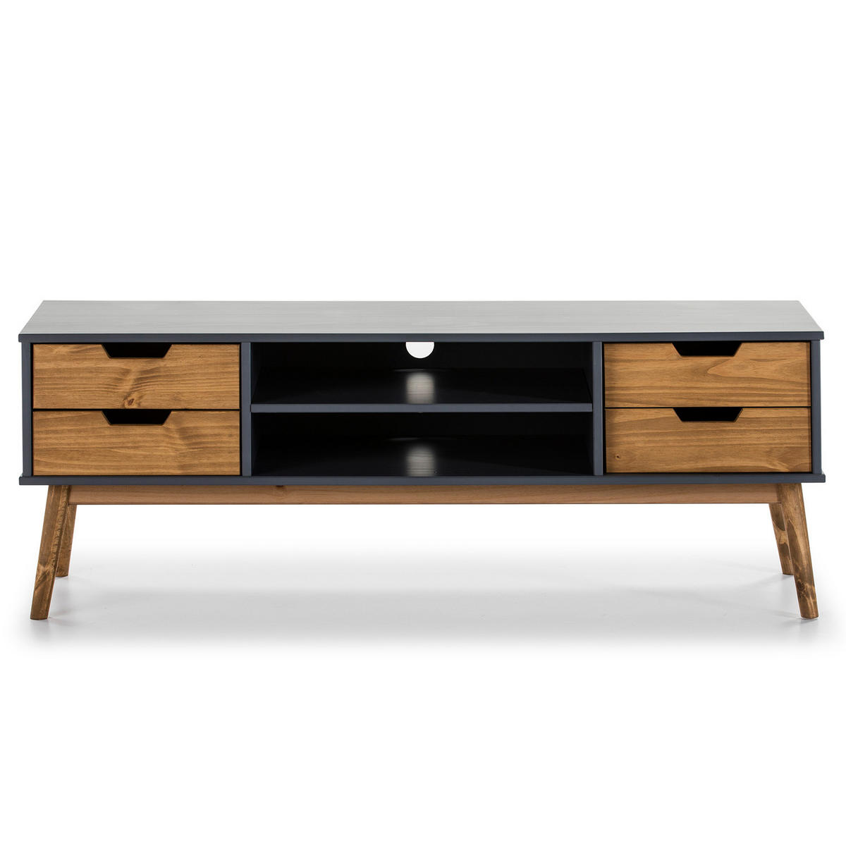 TV-ELEMENT Java 1 Tür 2 Schubladen Grau - Anthrazit, Holz (140/52/40cm) - VS Venta-stock