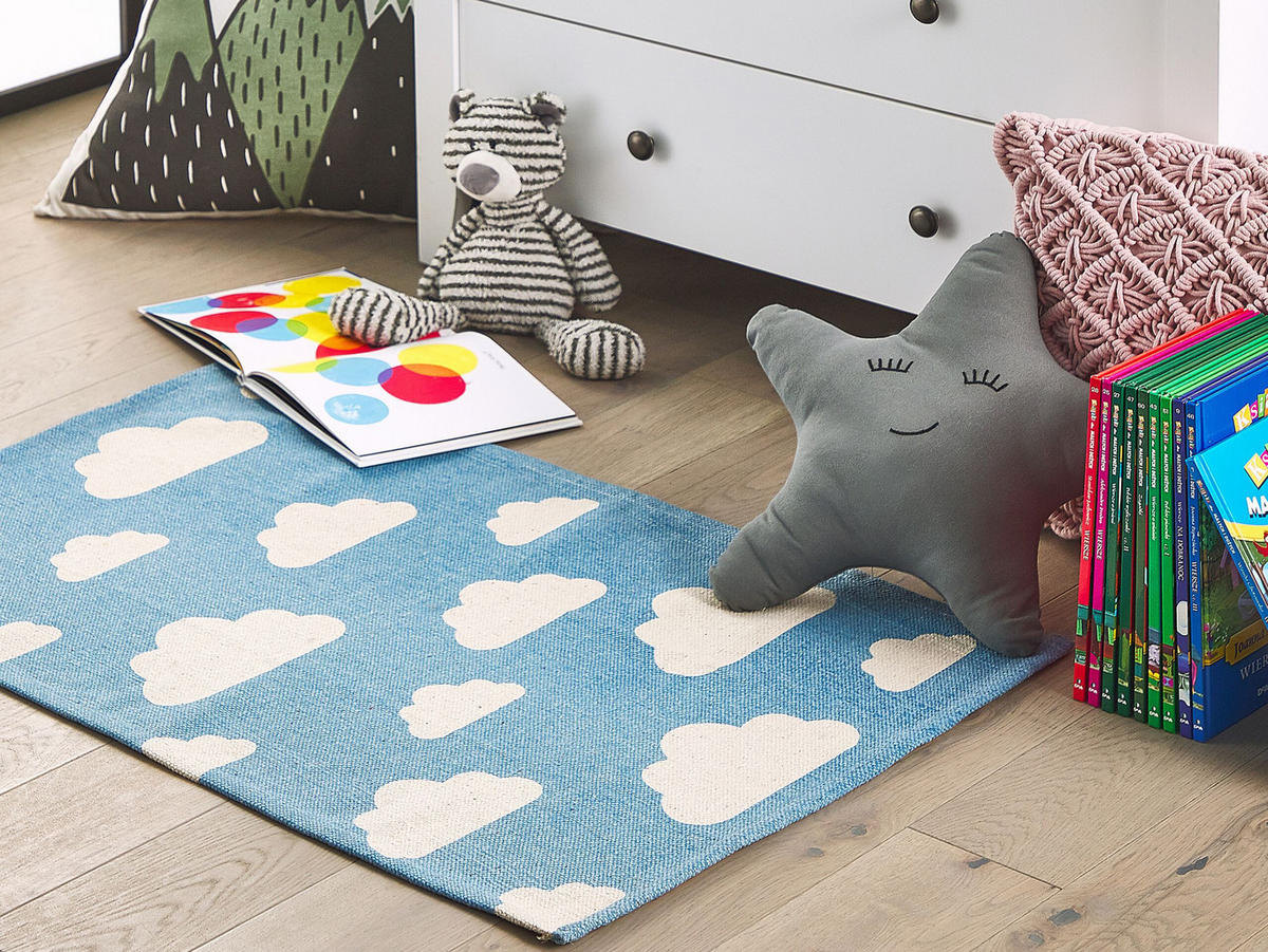 KINDERTEPPICH Gwalijar 90/60 cm - Blau, Textil (60/90cm) - Beliani