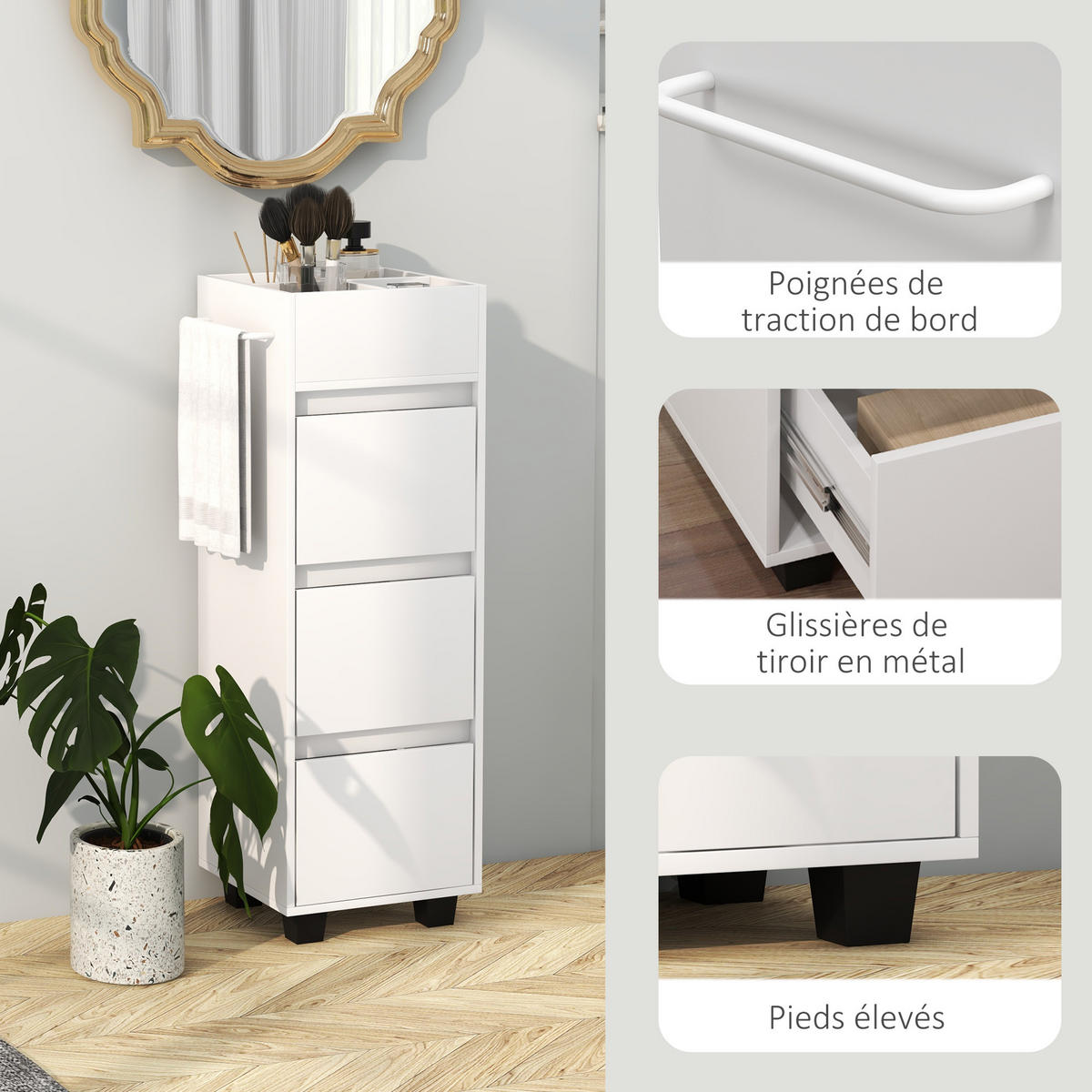 BADEZIMMERSCHRANK Weiß 35/30/90 cm - Weiß, Holzwerkstoff (35/90/30cm) - PANGIVO