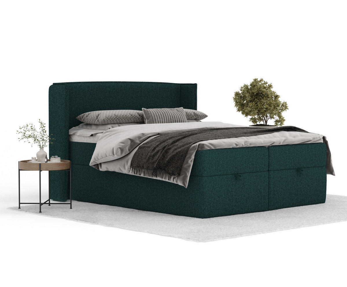 BOXBETT Passion Grün 200/200 cm - Schwarz/Grün, Kunststoff/Textil (200/200cm) - Maison de Reve