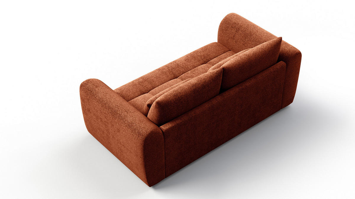 SOFA SORENO 3-Sitzer, orange - Schwarz/Orange, Holz/Textil (214/94/114cm) - Courtois Laville