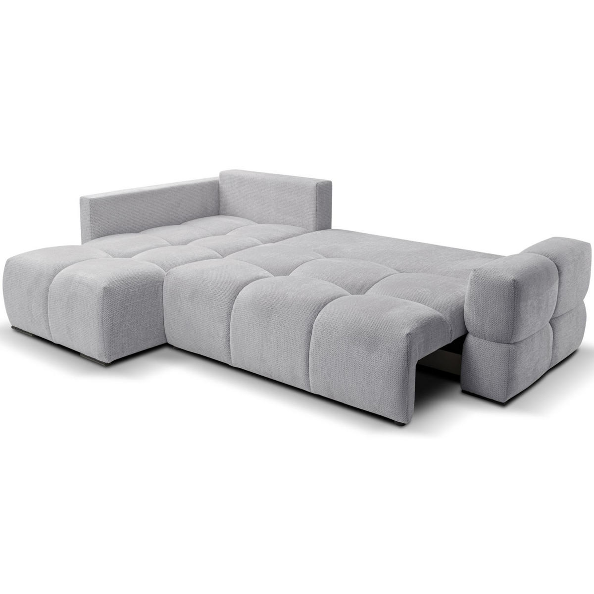 ECKSOFA Taremi mit Chenillebezug Grau, beidseitig - Schwarz/Grau, Textil (267/185cm) - Selsey
