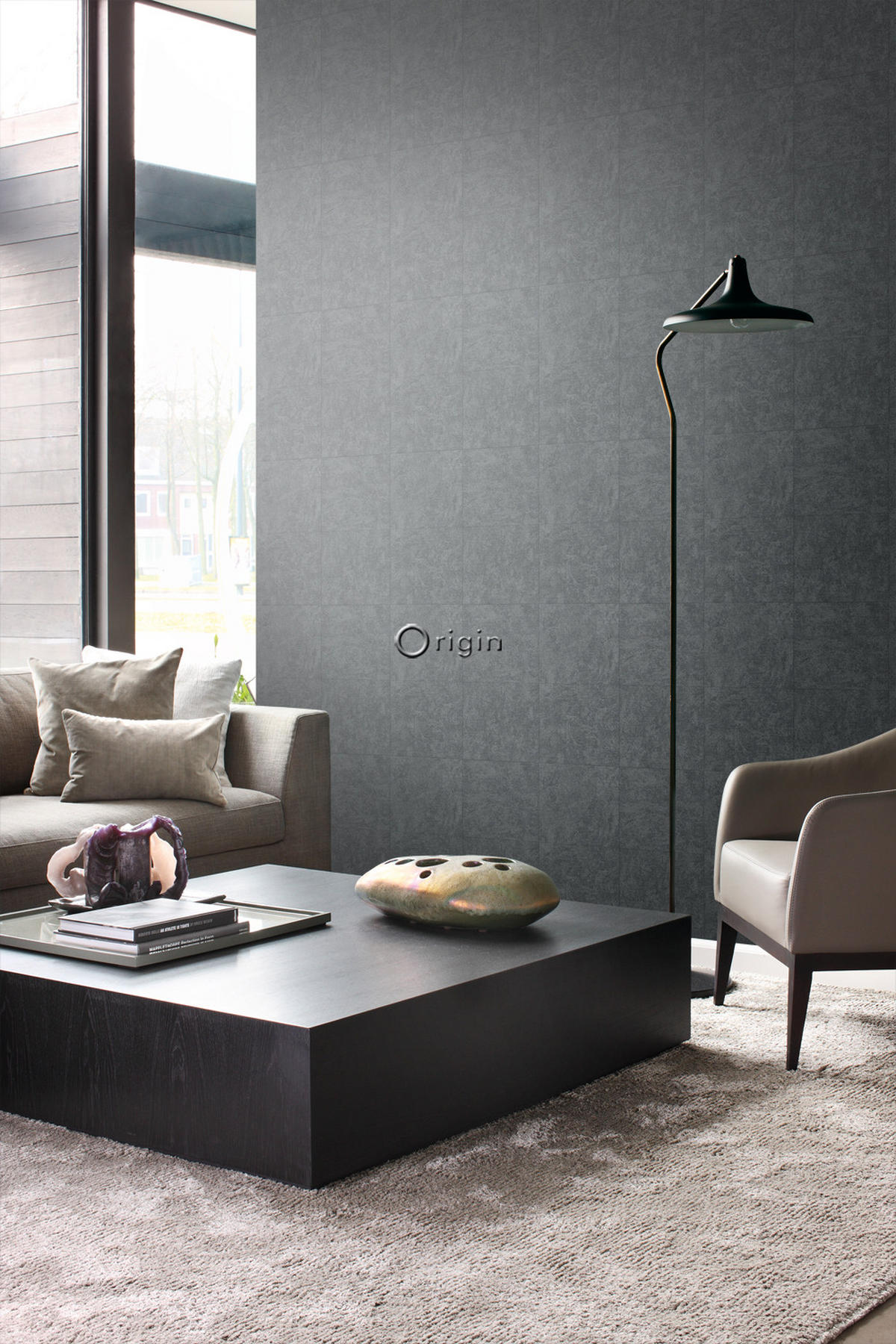 TAPETE Stein-Optik 53 cm x 10.05 m - Schwarz, Papier (53/1000cm) - Origin Wallcoverings