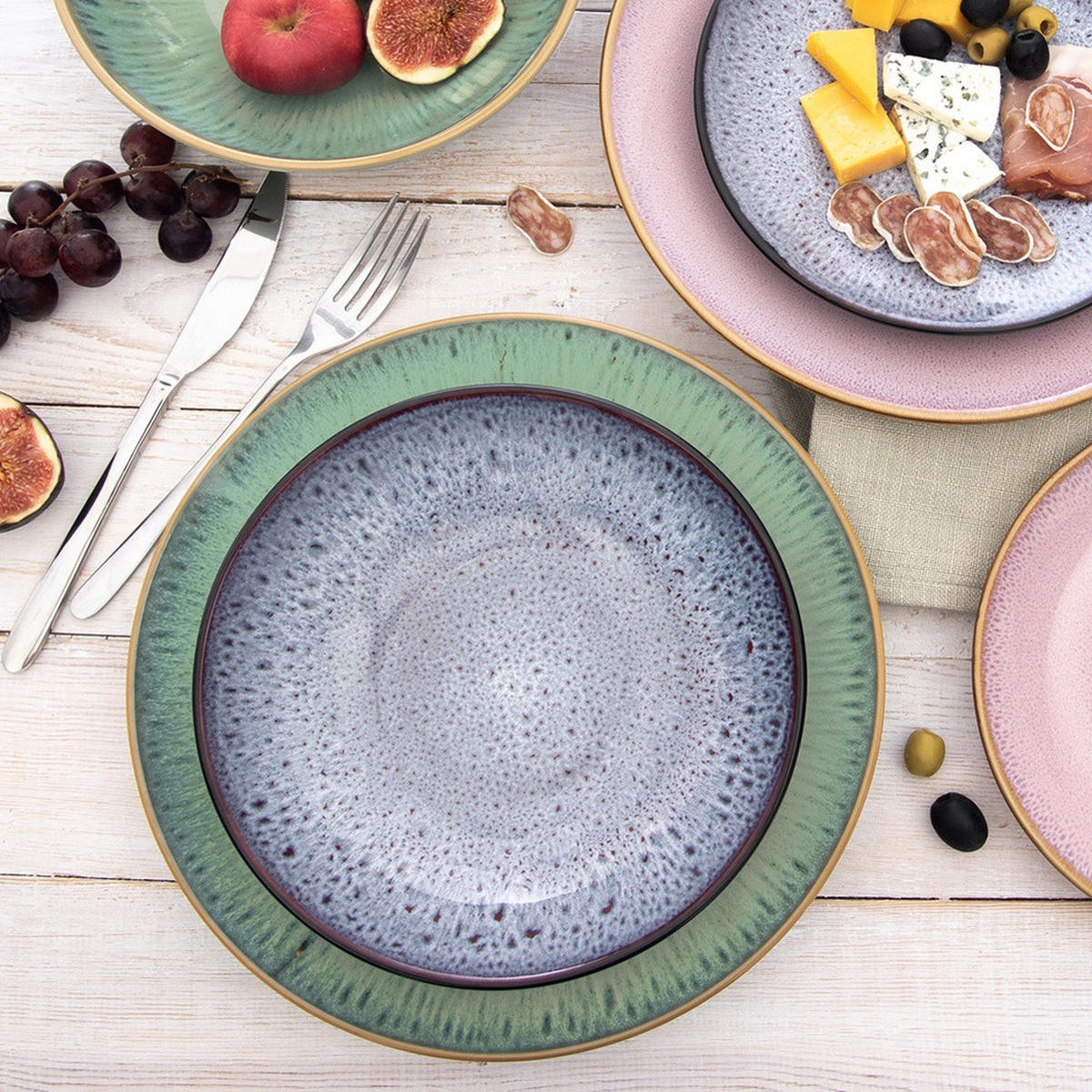 SPEISETELLER Glaze flach grün - Grün, Keramik (27/27/3.5cm) - Orion 