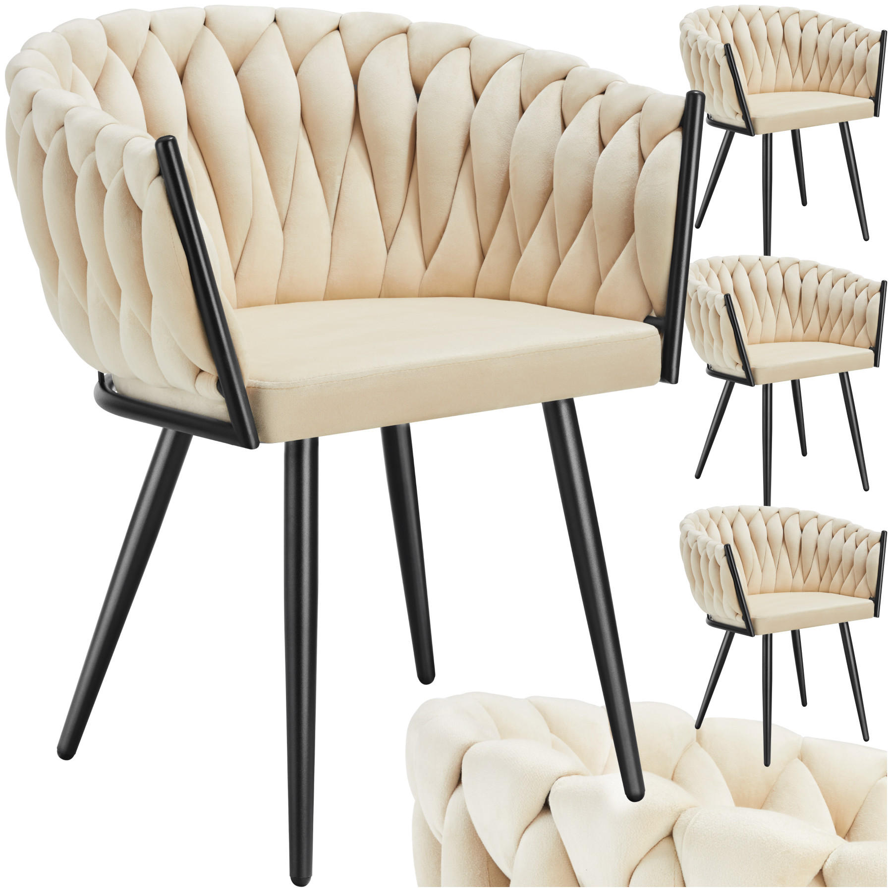 ESSZIMMERSTUHL 4er Set Astano 60 5 x 55 x 75 cm Sand - Sandfarben, Textil (60.5/75/55cm) - tectake