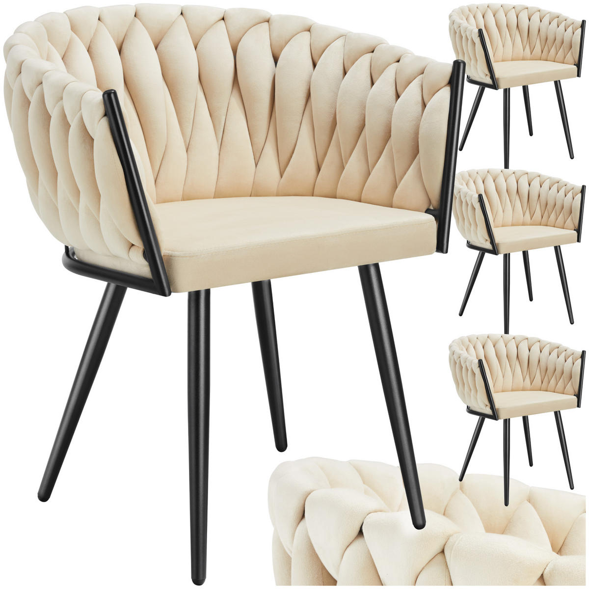 ESSZIMMERSTUHL 4er Set Astano 60 5 x 55 x 75 cm Sand - Sandfarben, Textil (60.5/75/55cm) - tectake