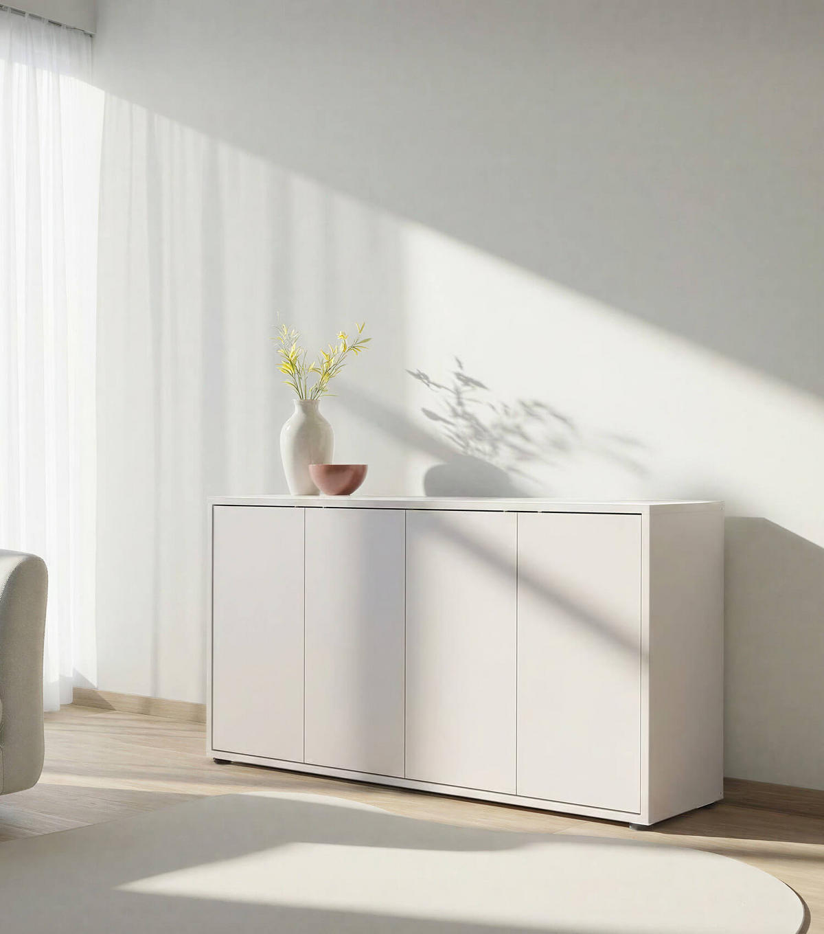 SIDEBOARD Die Horizontale - Beige, Holzwerkstoff (136/73/36cm) - Mokebo