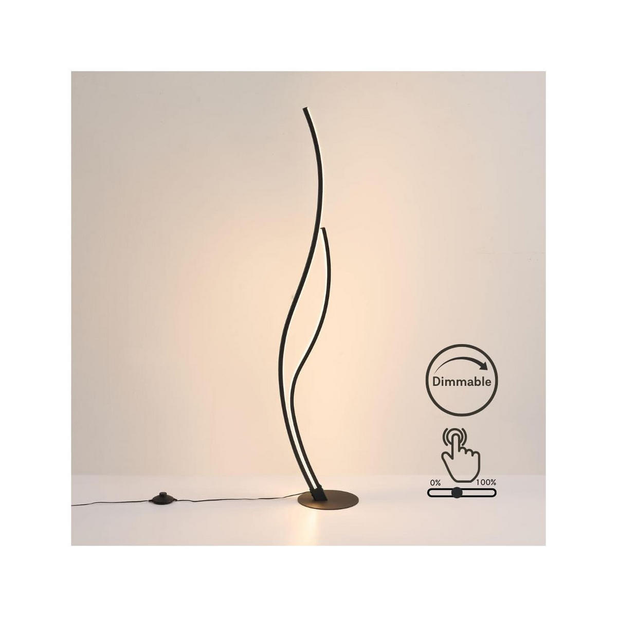 STEHLEUCHTE Ysoria, Schwarz, 128cm - Schwarz, Metall (128/20/128cm) - KOSILUM