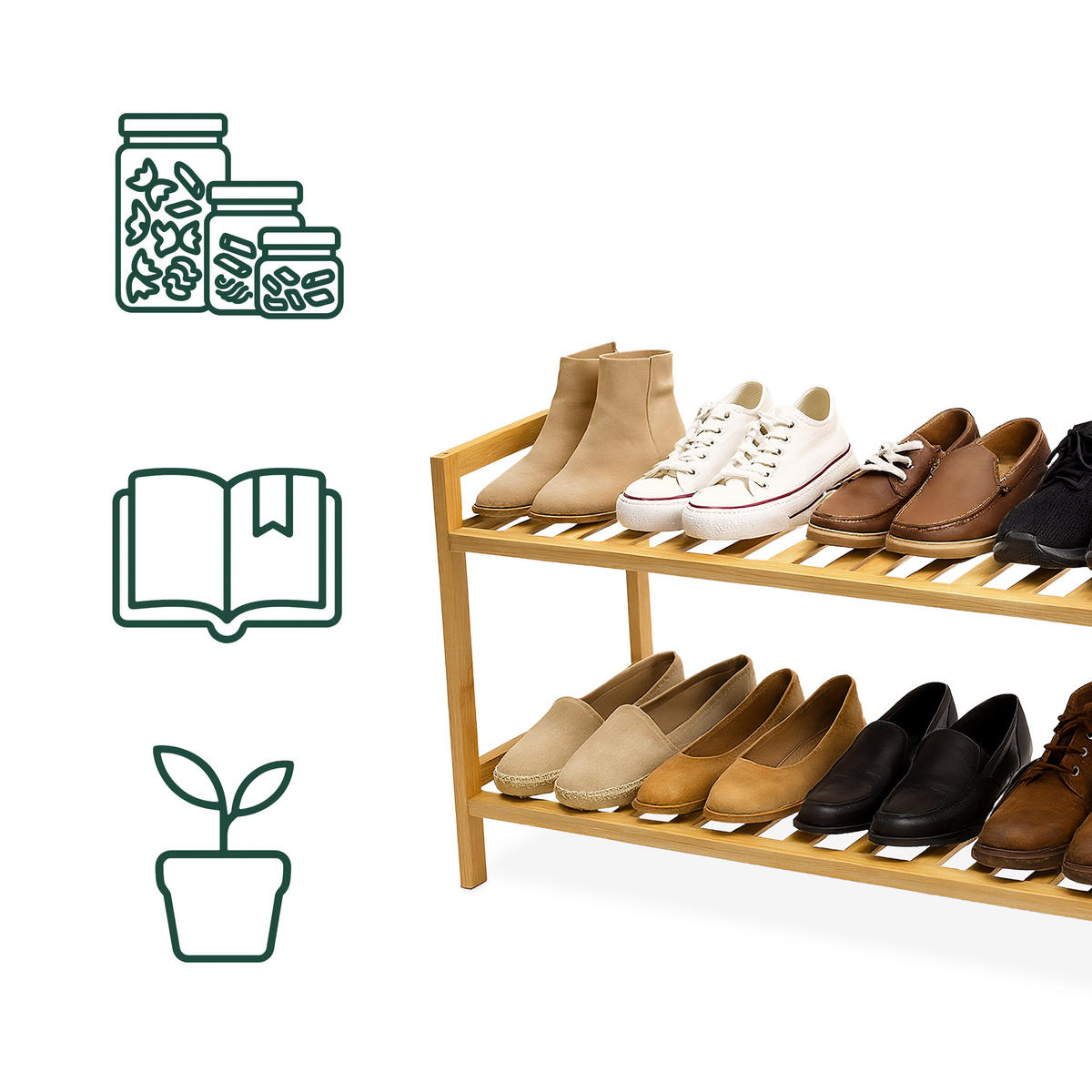 SCHUHREGAL - Hellbraun, Holz (69/40/27cm) - Relaxdays