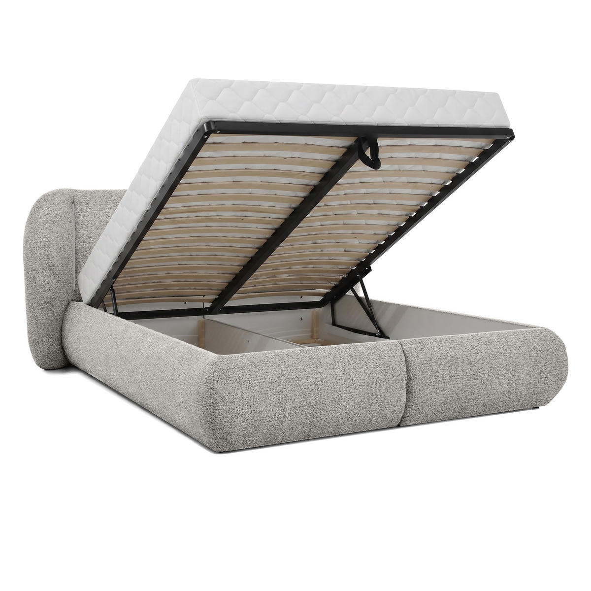 POLSTERBETT Corfu, LED-Beleuchtung, Bettkasten und Taschenfedernmatratze 26 cm, 180x200, Hellgrau - Hellgrau, Textil (180/200cm) - Beautysofa