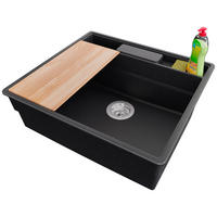 SPÜLBECKEN New York, 2-er set Anthrazit 58/53 cm 1 Becken + Ablauf-Set + Küchenzubehörset ab 60er Unterschrank - Chromfarben/Anthrazit, Kunststoff (58/20/53cm) - Primagran