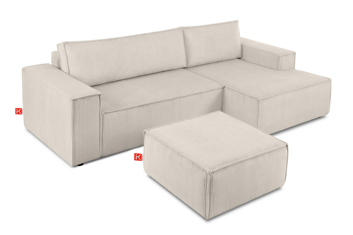 SITZPOUF NAPI gefederte Sitzfläche, creme - Creme/Schwarz, Textil (83/45/83cm) - KONSIMO®