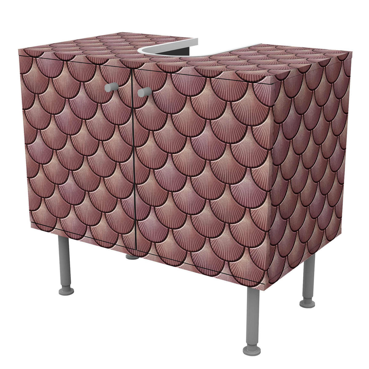 WASCHBECKENUNTERSCHRANK Muschel Fliesen Keramikoptik Rosa 60/55/35 cm - Rosa, Holzwerkstoff (60/55/35cm) - Bilderwelten