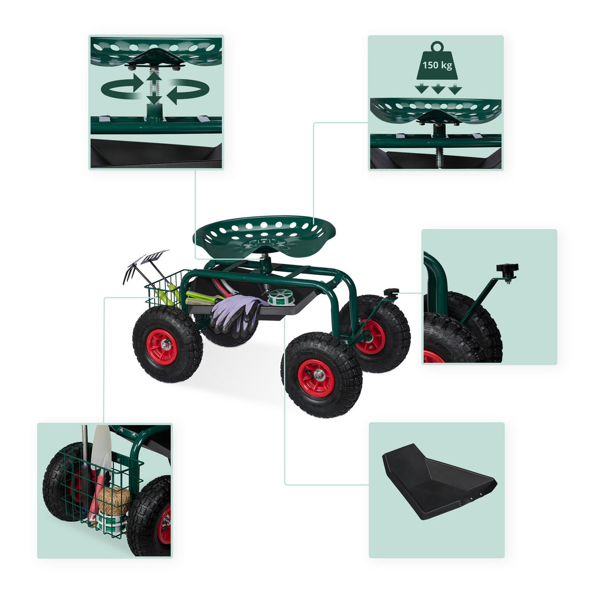 GARTENSITZ - Multicolor, Kunststoff/Metall (45/55/87cm) - Relaxdays