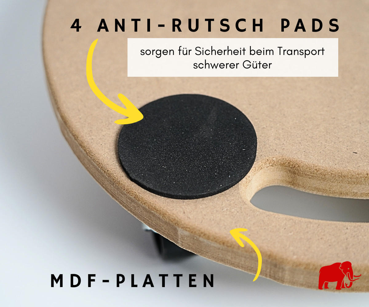 TRANSPORTROLLER 4er-Set mit 4 Rollen Rund 11x30x30 cm Traglast 100kg MDF Holzplatte Braun - Braun, Holzwerkstoff (30/30/11cm) - PROREGAL