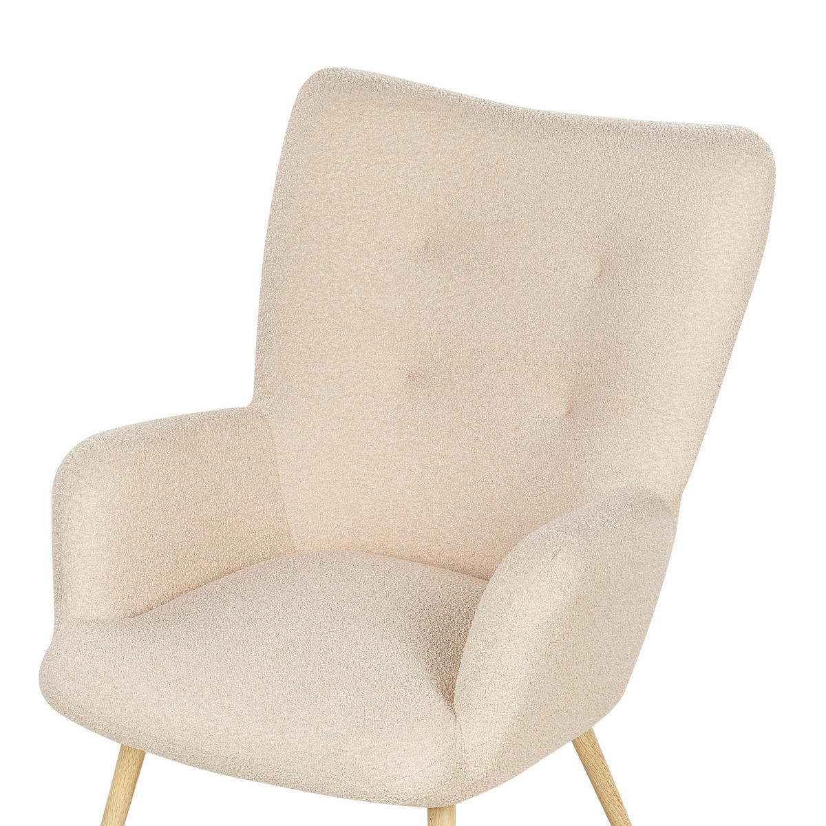 SESSEL Bouclé beige mit Hocker Vejle - Hellbraun/Beige, Textil (67/95/52cm) - Beliani