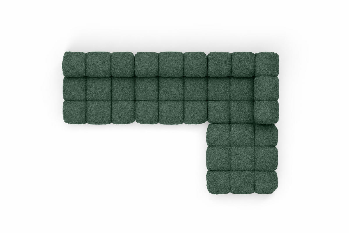 ECKSOFA L-Form Modulare, Bouclé-Stoff Abriamo, Dunkelgrün, Rechts, Selia - Dunkelgrün, Holz (285/160cm) - Kaiser Möbel