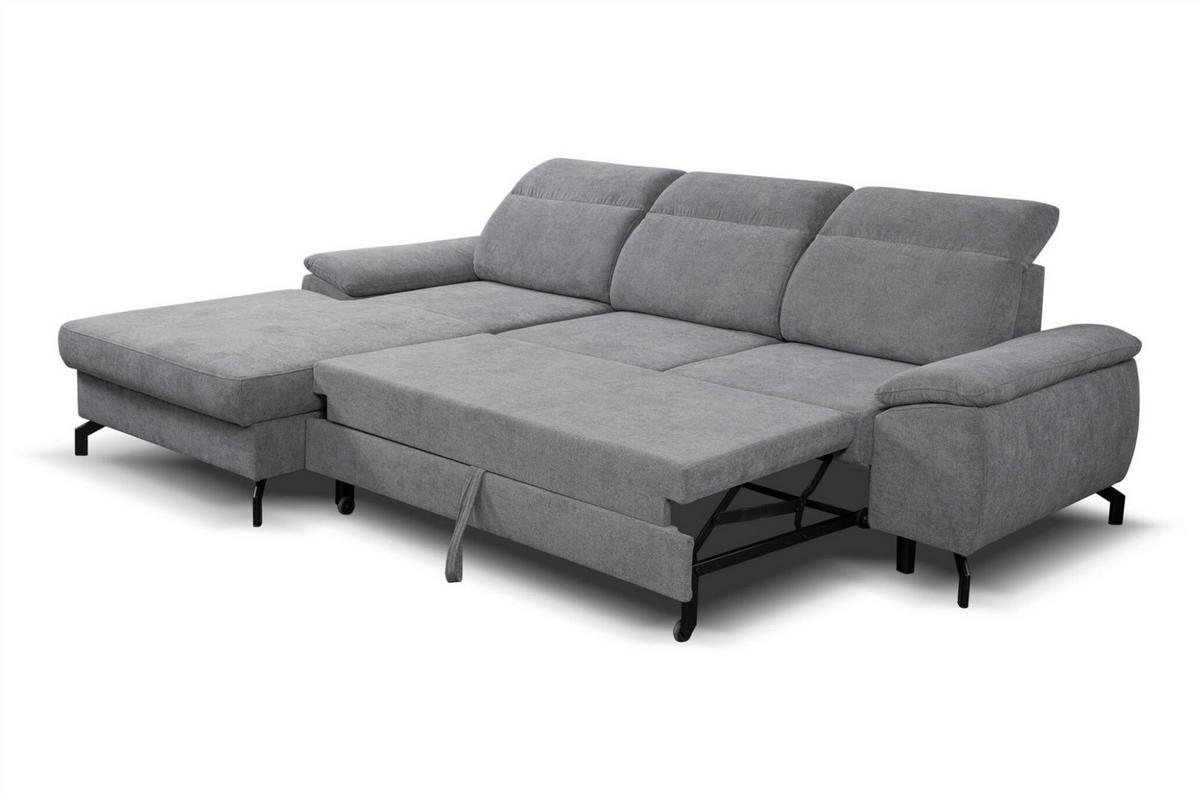 ECKSOFA Margit Mit Schlaffunktion - Hellgrau, Holzwerkstoff/Textil (276/184cm) - Fun Möbel