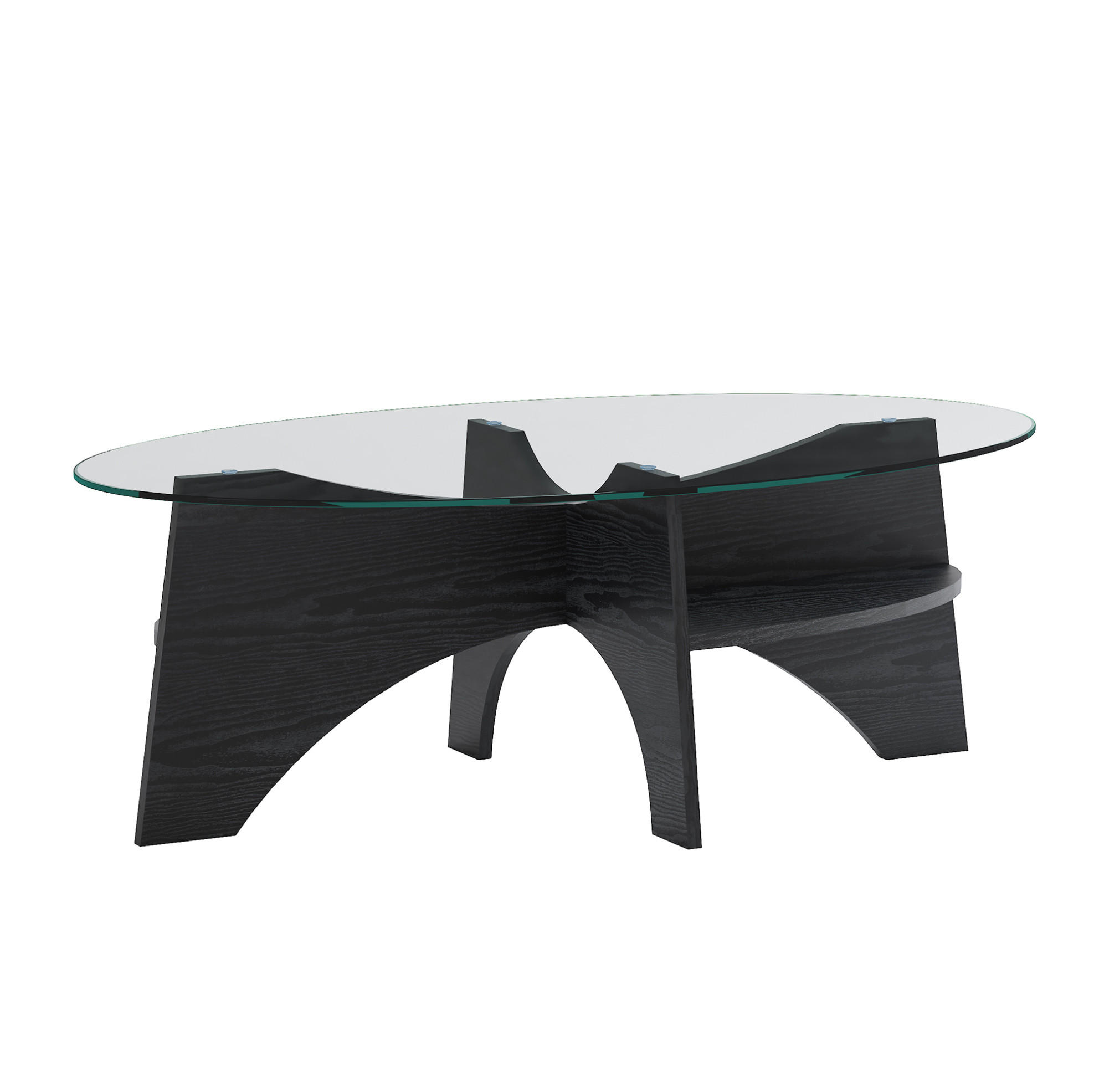Modfu ODKLÁDACÍ stolek z MDF a skla 104,9x35,6x60 cm černá transparentní s oválnou deskou a stabilní konstrukcí