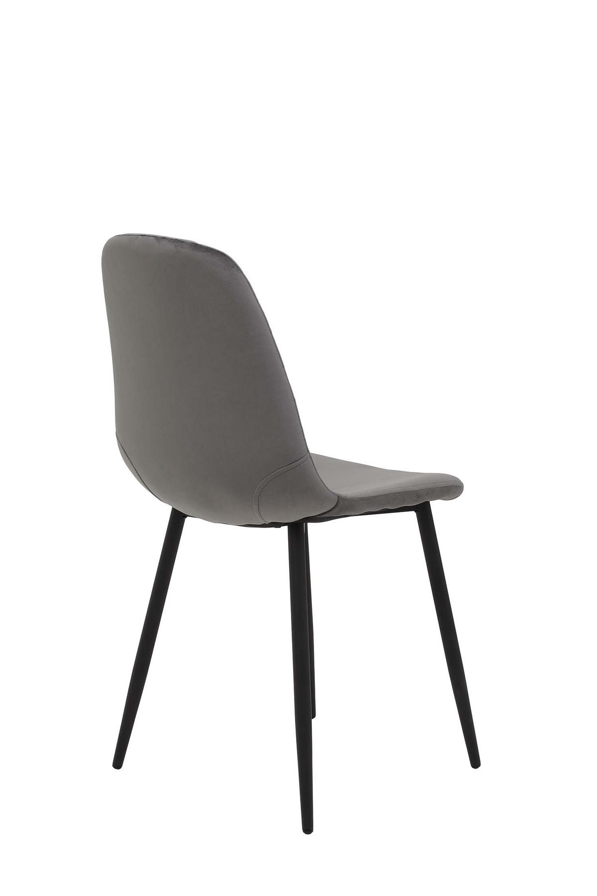 SCHALENSTUHL-SET 4 Stück Mira - Samtvelour Grau - Schwarz/Grau, Textil/Metall (44/89/53.5cm) - Hela Vertriebs GmbH