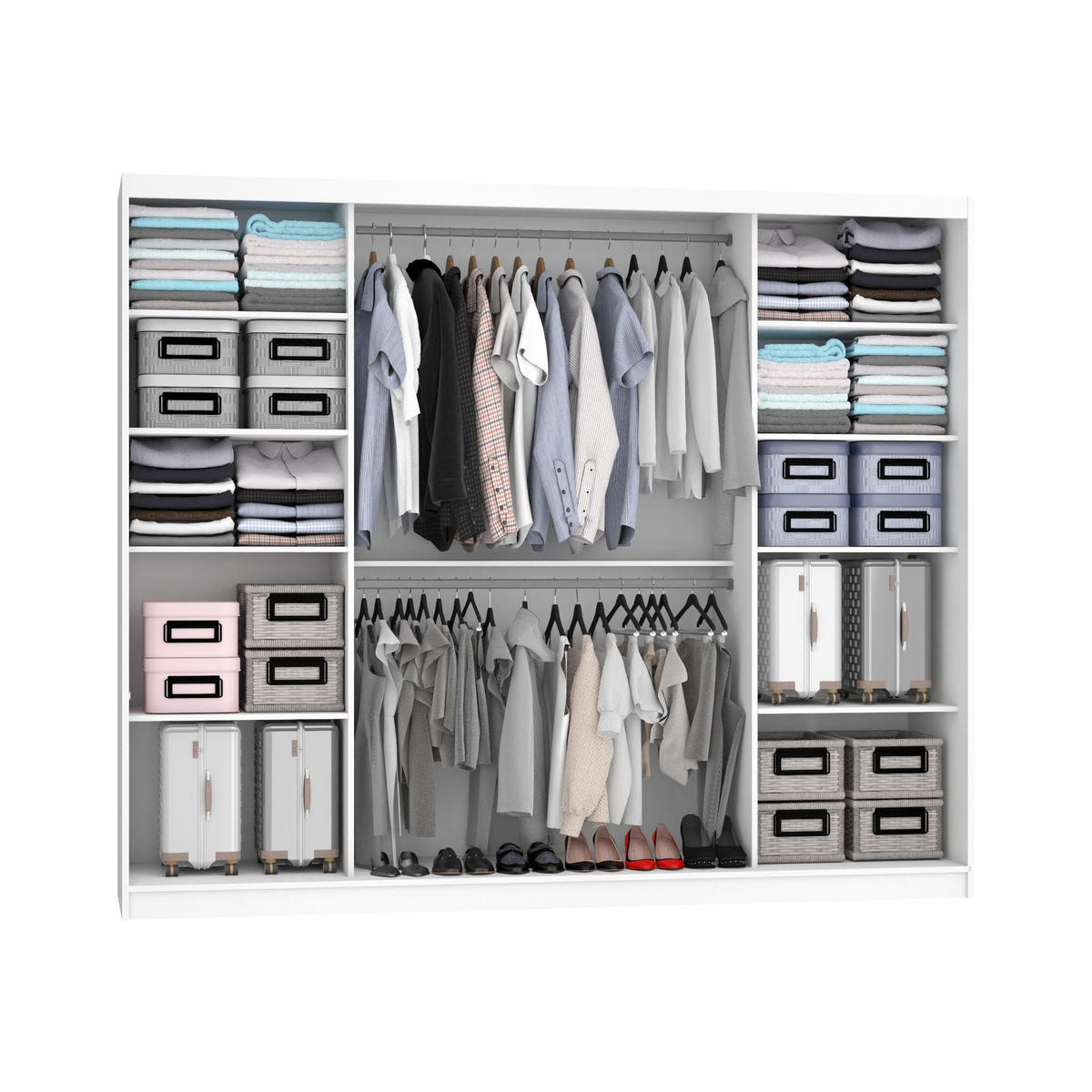 SCHWEBETÜRENSCHRANK Verona SI, Weiß/Schwarz Matt, 232 cm - Schwarz, Holz (232/216/60cm) - B BELINI GROUP