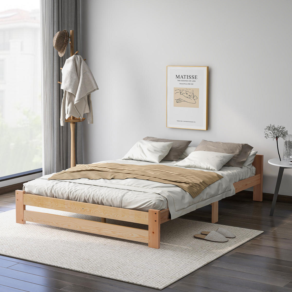 HOLZBETT aus massivem Kiefernholz 140x200 cm Natur mit Lattenrost - Naturfarben, Holzwerkstoff (90/200cm) - IVMEU