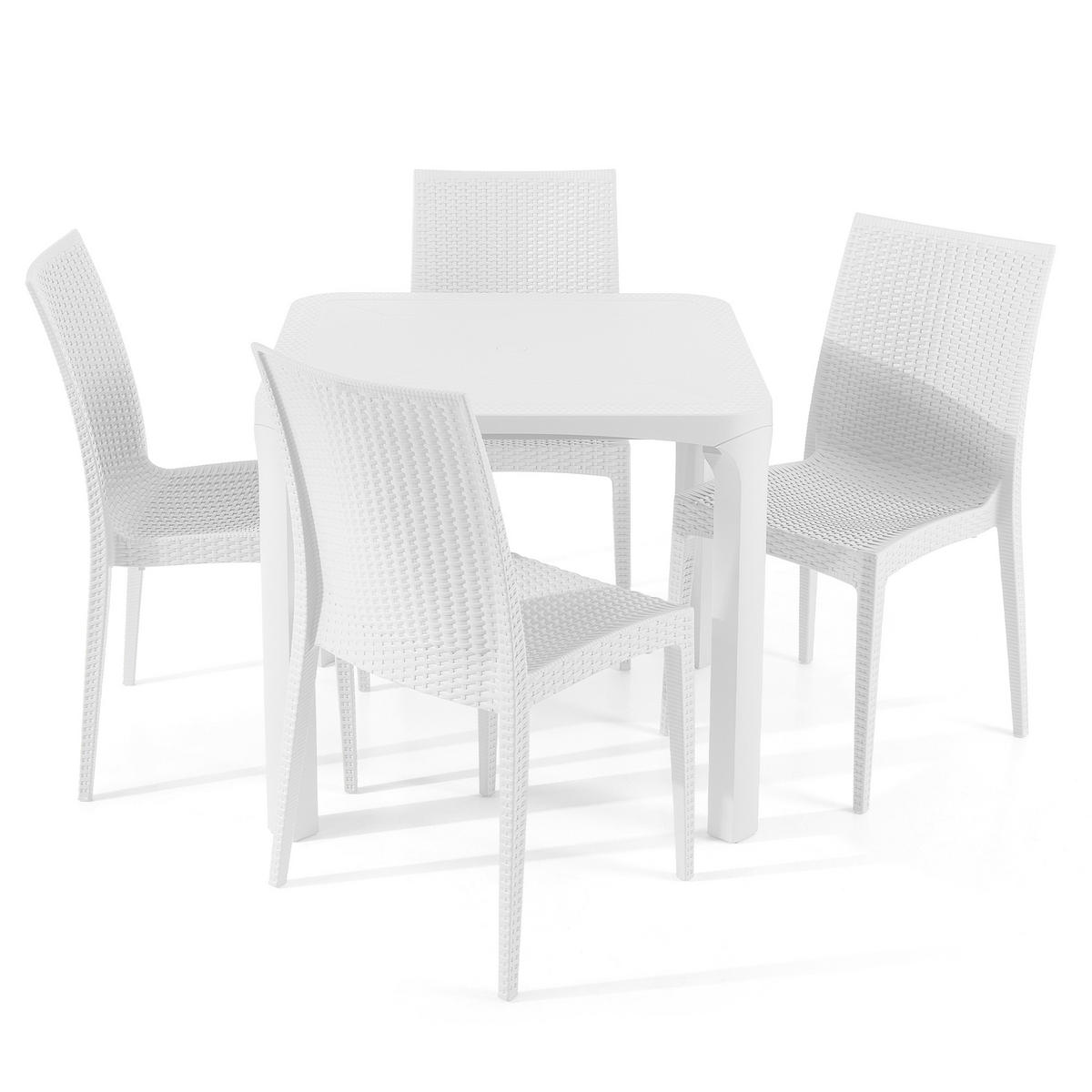 GARTENMÖBEL-SET LEOPSI, ETULI 5-tlg, Weiß - Weiß, Kunststoff - KONSIMO®