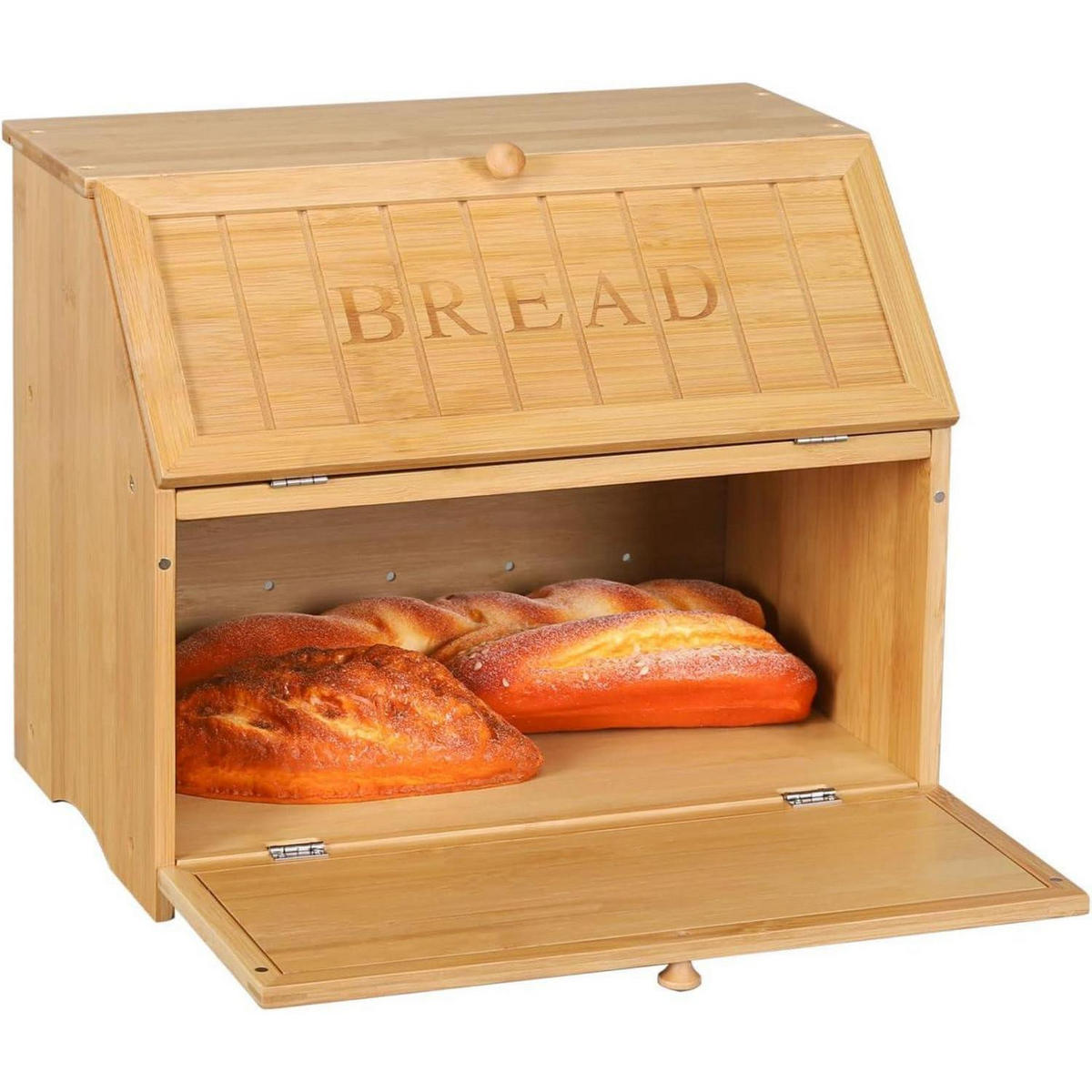 BROTKASTEN Bambus 2 Etagen 39 cm - Hellbraun, Naturmaterialien (24.9/32/38.9cm)
