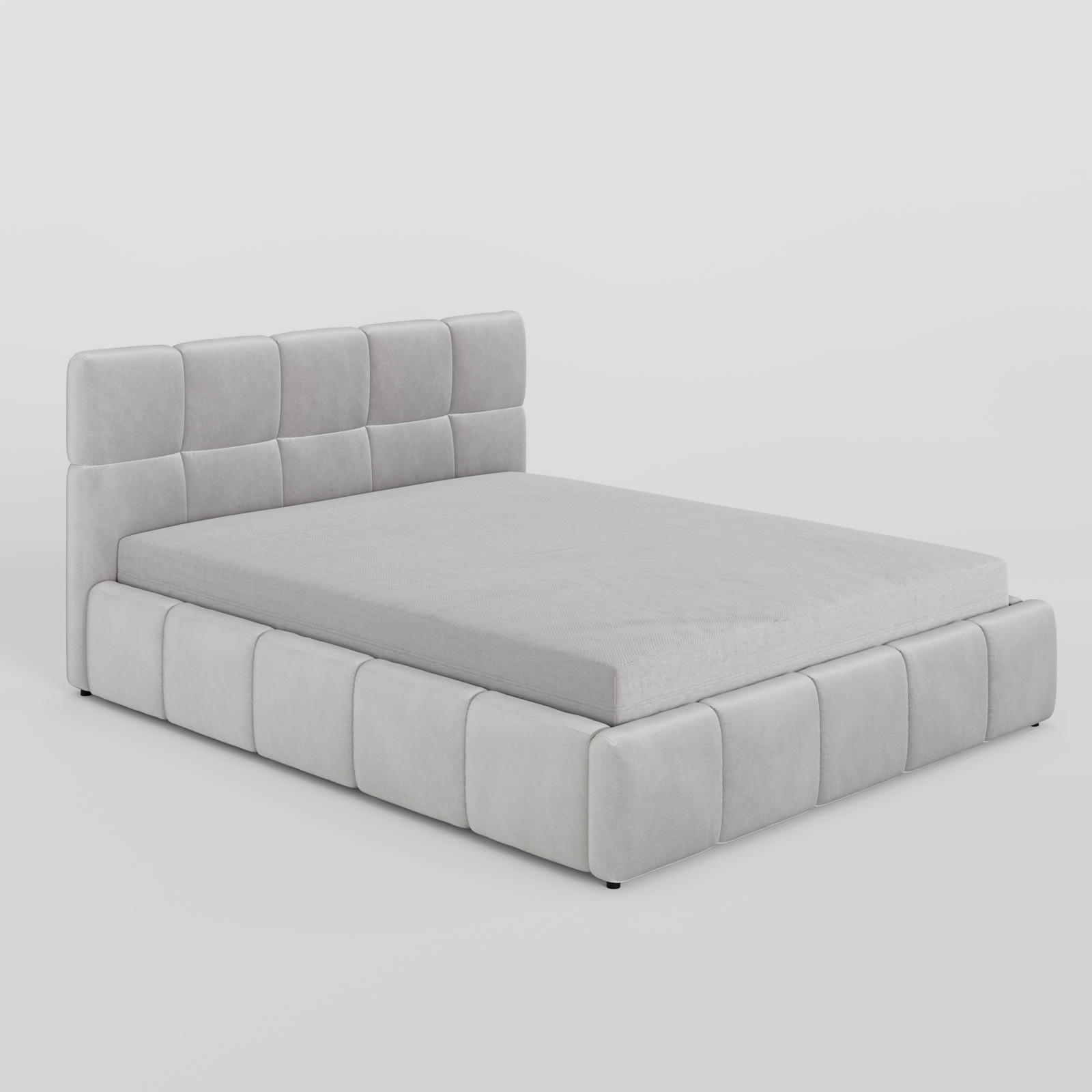 POLSTERBETT 160/200 cm, in Hellgrau, Velours-Stoff, gepolstertes Kopfteil, Lattenrost, Bettkasten - Hellgrau, Textil - Barchello