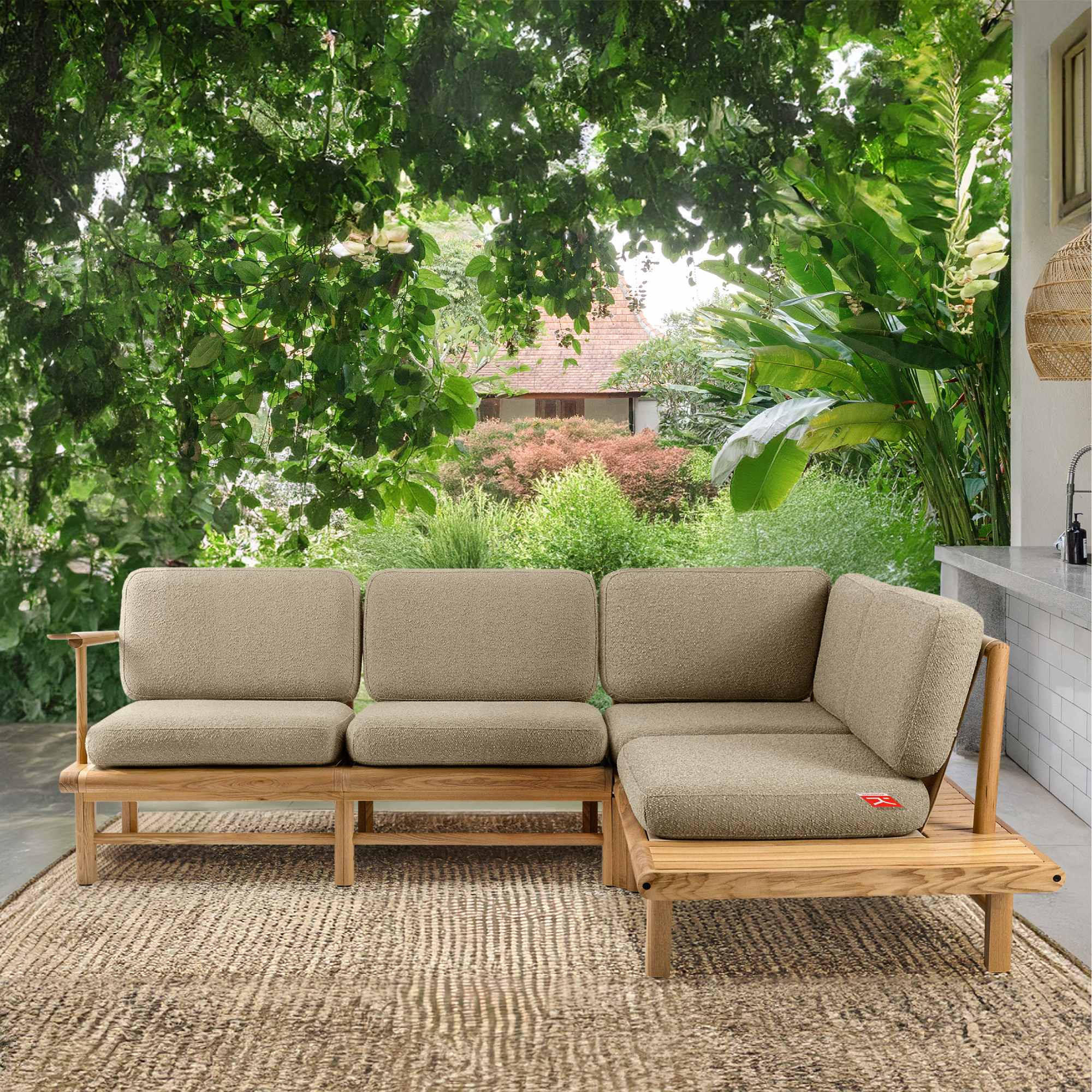 LOUNGESOFA ATREDA rechts - Beige, Holz/Textil (230/74/175cm) - KONSIMO®