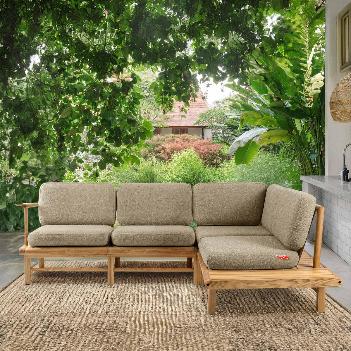 LOUNGESOFA ATREDA rechts - Beige, Holz/Textil (230/74/175cm) - KONSIMO®